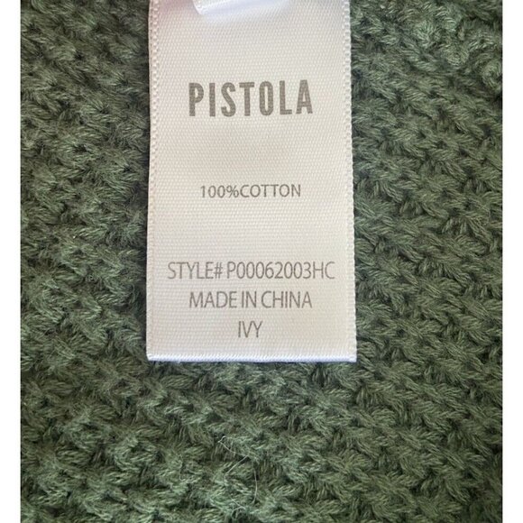Pistola Olga Distressed Olive Green Crewneck Waffle Knit Sweater Size X-Small XS - Picture 10 of 13